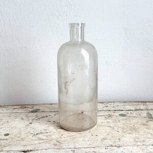 Vintage S.F. Baker & Co Clear Glass Apothecary Bottle 7.25"